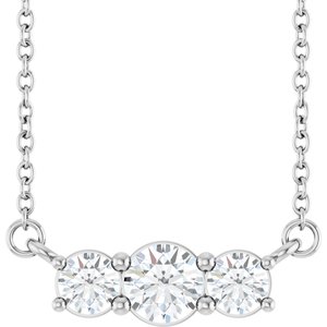 14K White Gold 1/2 CTW Lab-Grown Diamond Three-Stone 18" Necklace