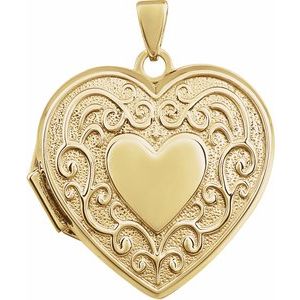 14K Yellow Gold Engravable Heart Locket