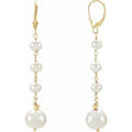 14K Yellow Gold Cultured White Freshwater Pearl Earrings