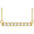14K Yellow Gold 1/8 CTW Lab-Grown Diamond French-Set Bar 18" Necklace