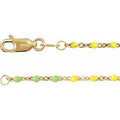 14K Yellow Gold-Filled 1.7 mm Multicolor Enamel Bead Cable 24" Chain
