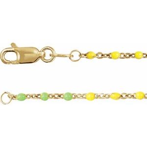 14K Yellow Gold-Filled 1.7 mm Multicolor Enamel Bead Cable 24" Chain