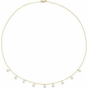 14K Yellow Gold Cultured White Freshwater Pearl 18" Necklace