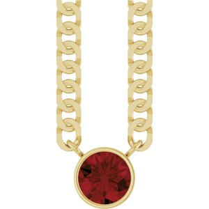 14K Yellow Gold Natural Mozambique Garnet 16" Necklace