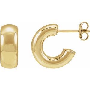14K Yellow Gold Electroform Puffed 15 mm Hoop Earrings