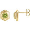 14K Yellow Gold Natural Peridot Stud Earrings