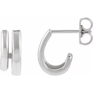 14K White Gold Stacked Left 11 mm Double J-Hoop Earring