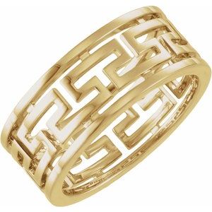 14K Yellow Gold Pierced Greek Key Band