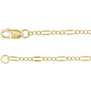 14K Yellow Gold-Filled 2.3 mm Dapped Cable 24" Chain