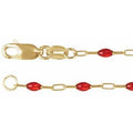 14K Yellow Gold-Filled 1.6 mm Red Enamel Bead Paperclip-Style 20" Chain