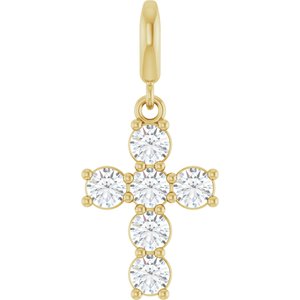 14K Yellow Gold 3/4 CTW Lab-Grown Diamond Cross Charm/Pendant