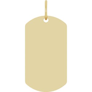 14K Yellow Gold Engravable Dog Tag Pendant