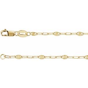 14K Yellow Gold-Filled 2.5 mm Light Paperclip-Style Starburst Mirror 24" Chain