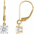 14K Yellow Gold 4 CTW Round Lab-Grown Diamond Solitaire Lever Back Earrings