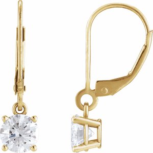 14K Yellow Gold 4 CTW Round Lab-Grown Diamond Solitaire Lever Back Earrings