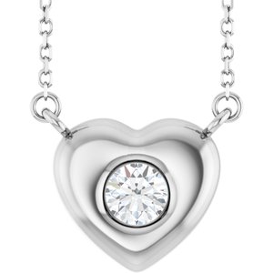 14K White Gold 1/3 CTW Lab-Grown Diamond Heart 18" Necklace