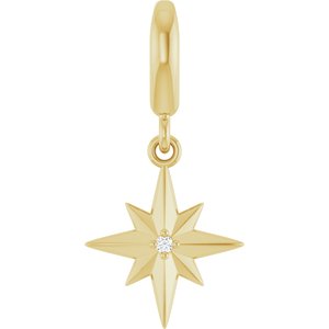 14K Yellow Gold .005 CT Round Lab-Grown Diamond Charm/Pendant