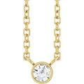 14K Yellow Gold .06 CT Natural Diamond Solitaire 16-18" Necklace