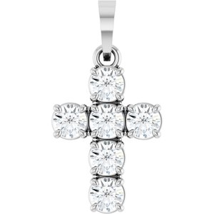 14K White Gold 1/2 CTW Lab-Grown Diamond Cross Pendant