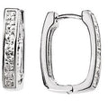 Sterling Silver Imitation Cubic Zirconia Hinged Hoop Earrings