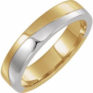 14K Yellow/White Gold 2.1 mm Flat-Edge Wavy Band Size 10