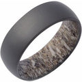 Zirconium 8 mm Elk Antler Interior Sleeve Comfort-Fit Half-Round Band with Matte Finish  Size 13