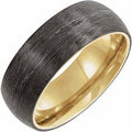 18K Yellow Gold PVD Titanium 8 mm Comfort-Fit Half Round Band Size 10