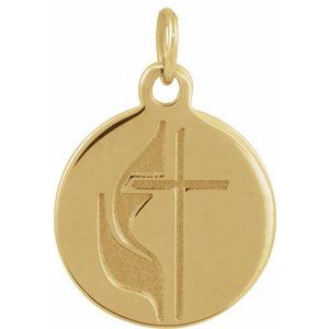 14K Yellow Gold Cross Disc Pendant