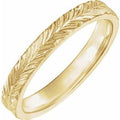 14K Yellow Gold Hand-Engraved  Wheat Pattern Flat Band Size 6