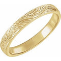 14K Yellow Gold Hand-Engraved Vintage-Inspired Flat Band Size 6