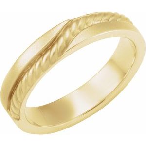 14K Yellow Gold 4 mm Criss Cross Rope Band Size 7