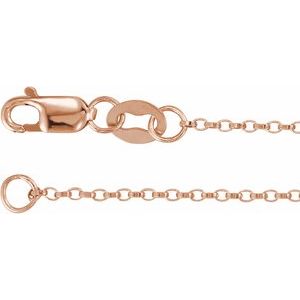 14K Rose Gold 1.1 mm Rolo 18" Chain