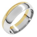 14K White/Yellow Gold 6 mm Off-Centered Milgrain Half Round Band Size 7