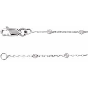 14K White Gold .65 mm Beaded Cable 24" Chain