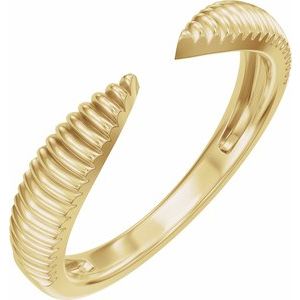 14K Yellow Gold Ridged Open Band Size 6