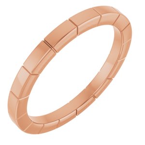 18K Rose Gold 2 mm Fluted Band Size 6