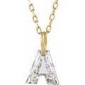 14K Yellow Gold 1 CT Lab-Grown Diamond Initial A 18" Necklace