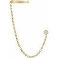 14K Yellow Gold 1/10 CT Natural Diamond Stud with Ear Cuff