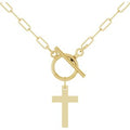 14K Yellow Gold Cross Toggle 18" Necklace