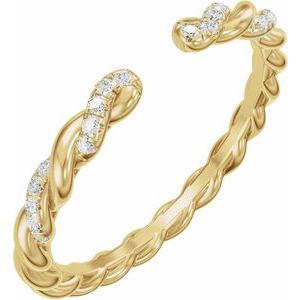 14K Yellow Gold .08 CTW Lab-Grown Diamond Rope Open Band Size 7