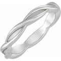 10K White Gold 3.28 mm Woven-Design Comfort-Fit Band Size 7