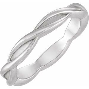 10K White Gold 3.28 mm Woven-Design Comfort-Fit Band Size 7