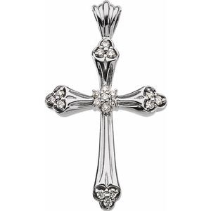 14K White Gold 1/4 CTW Natural Diamond Cross Pendant