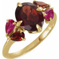 14K Yellow Gold Natural Mozambique Garnet & Lab-Grown Ruby Ring