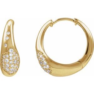 14K Yellow Gold 1/4 CTW Lab-Grown Hoop Pavé-Style Earrings