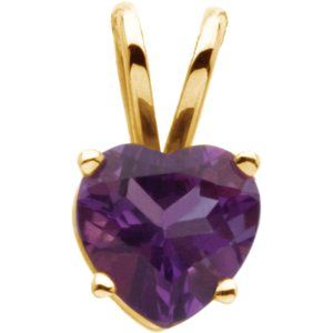 14K Yellow Gold 6 mm Natural Amethyst Heart Pendant