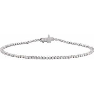 14K White Gold 1 CTW Lab-Grown Diamond Low Profile Line 7" Bracelet