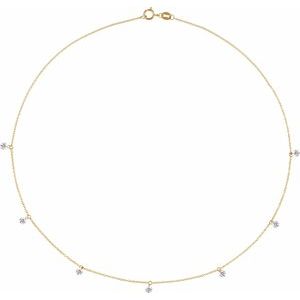 14K Yellow Gold 1 1/8 CTW Lab-Grown Drilled Diamond 7-Stone Station 16" Necklace