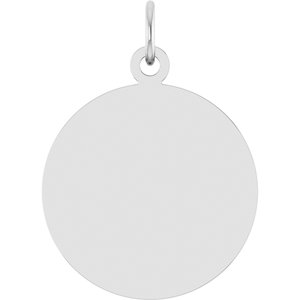 10K White Gold Engravable Disc Pendant