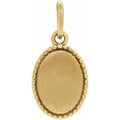 10K Yellow Gold Beaded Oval Engravable Pendant